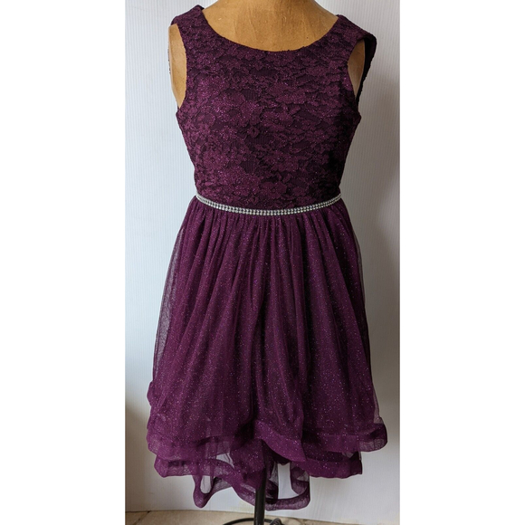 Girls 12 Xtraordinary PartyFormalDance HiLow Layer DressRhinestone Sparkle